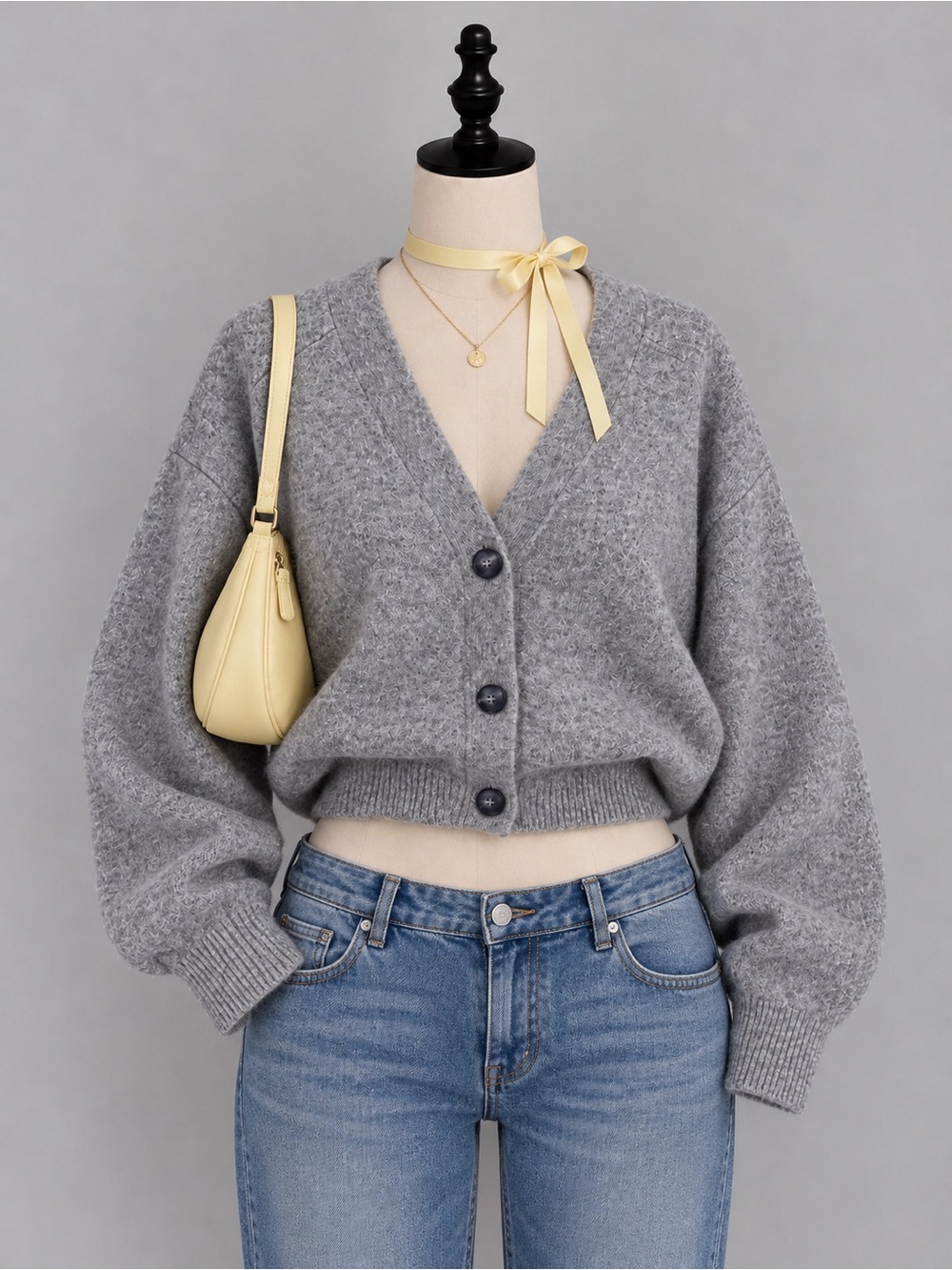 Denver Hayes Heather Gray V-Neck Button Cardigan